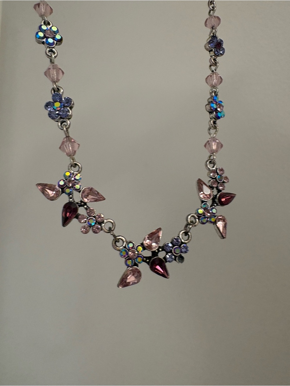 Purple and Silver Gemstone Necklace
